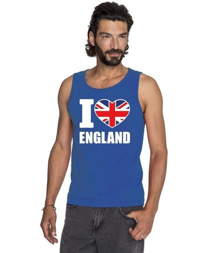 Blauw I love Groot-Brittannie supporter singlet shirt/ tanktop heren - Engels shirt heren S