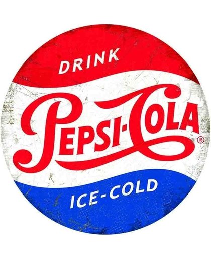 Retro rond muurplaatje Pepsi Cola 30 cm