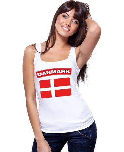 Denemarken singlet shirt/ tanktop met Deense vlag wit dames L