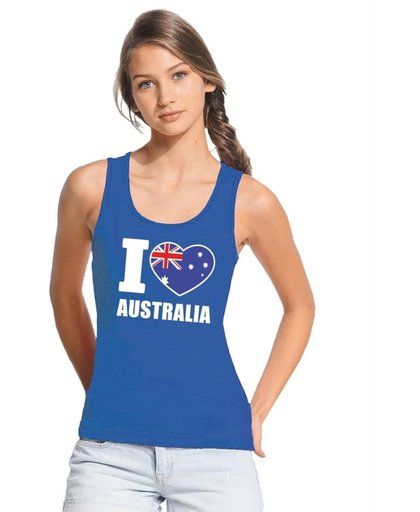 Blauw I love Australie supporter singlet shirt/ tanktop dames - Australisch shirt dames M