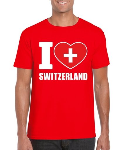 Rood I love Zwitserland/ Switzerland supporter shirt heren - Zwitsers t-shirt heren XL