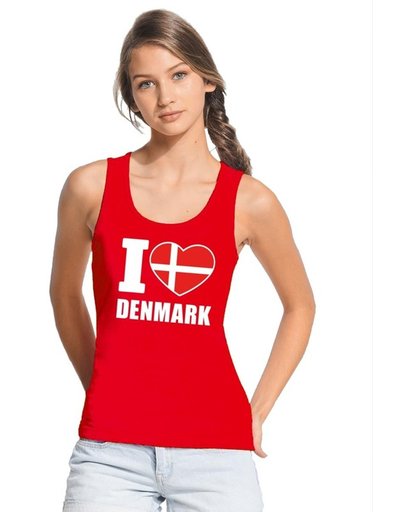 Rood I love Denemarken supporter singlet shirt/ tanktop dames - Deens shirt dames M