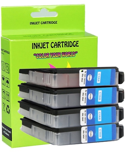 4 Pack Compatible Brother LC123 C*4 inktcartridges, 4 pak. 4 cyaan.