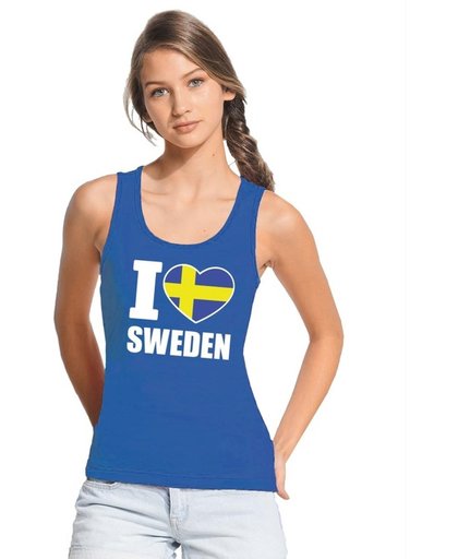 Blauw I love Zweden supporter singlet shirt/ tanktop dames - Zweeds shirt dames M