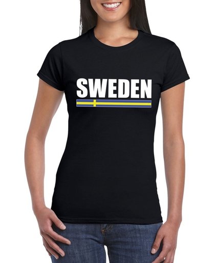 Zwart Zweden supporter t-shirt voor dames - Zweedse vlag shirts XL