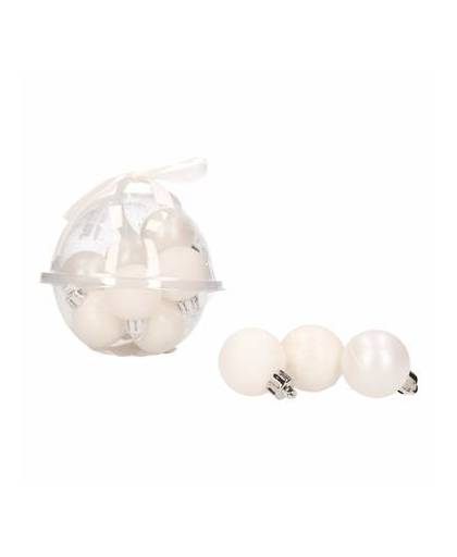 12-delige mini kerstballen set wit - kunststof / plastic