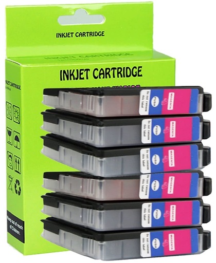 6 Pack Compatible Brother LC123 M*6 inktcartridges, 6 pak. 6 magenta.