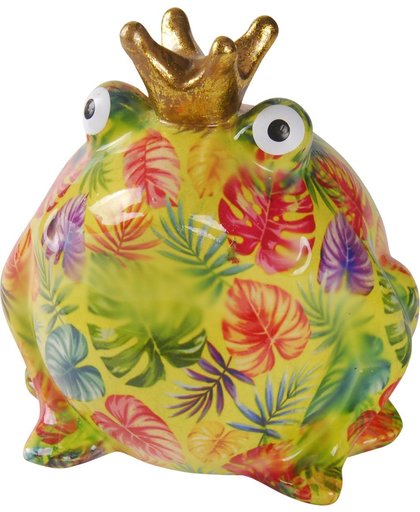 King frog Big Freddy spaarpot |  XL kikker - groen met palmbladeren | Pomme pidou