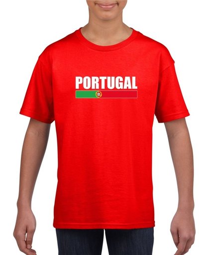 Rood Portugal supporter t-shirt voor heren - Portugese vlag shirts XS (110-116)
