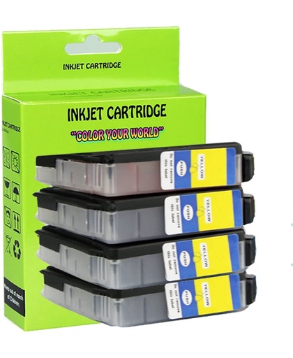 4 Pack Compatible Brother LC123 Y*4 inktcartridges, 4 pak. 4 geel.