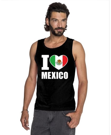 Zwart I love Mexico supporter singlet shirt/ tanktop heren - Mexicaans shirt heren S