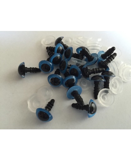 10 paar Veiligheidsoogjes blauw / zwart 14mm - NBH®