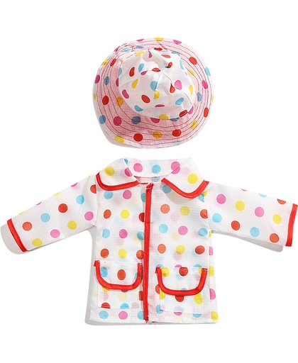 Regenjas met muts voor pop zoals baby born of American Doll - Poppenkleertjes voor poppen met lengte van circa 43 cm - Regenkleding