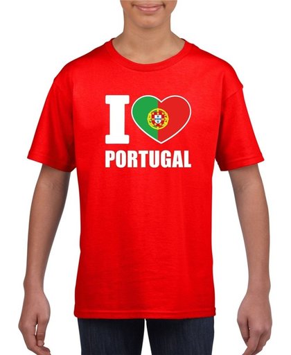 Rood I love Portugal supporter shirt kinderen - Portugees shirt jongens en meisjes XS (110-116)