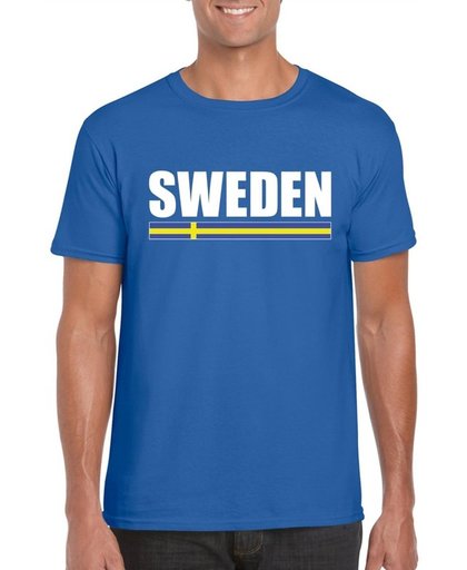 Blauw Zweden supporter t-shirt voor heren - Zweedse vlag shirts XL