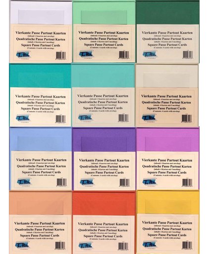 Vierkante Passe Partout Kaarten Set - Vierkante kaart 13,5 x 13,5cm - 10 Kleuren - 40 Kaarten en 40 enveloppen - Maak wenskaarten voor elke gelegenheid