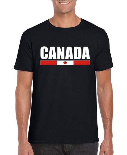 Zwart Canada supporter t-shirt voor heren - Canadese vlag shirts 2XL