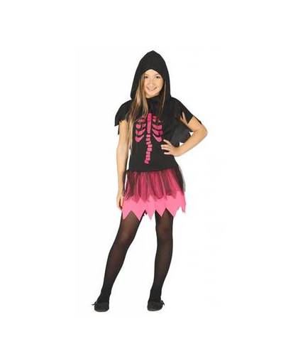 Halloween kostuum kind jurkje skelet roze - maat / leeftijd: 140-152 / 10-12 jaar