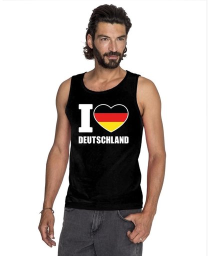 Zwart I love Duitsland supporter singlet shirt/ tanktop heren - Duits shirt heren M