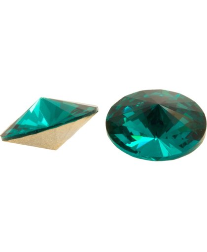 Top Kwaliteit Puntsteen Crystal Rivoli (12 mm) Clear Turquoise (2 Stuks)