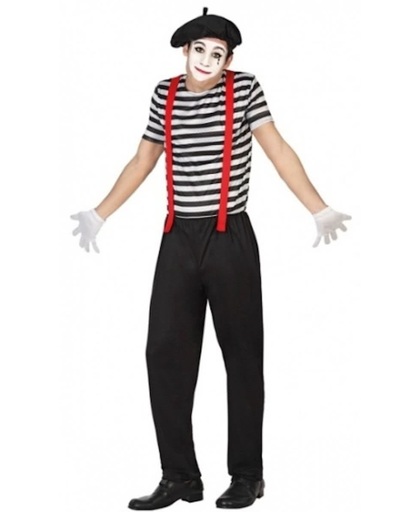 Mime clowns heren kostuum 52 (l) - clownspak