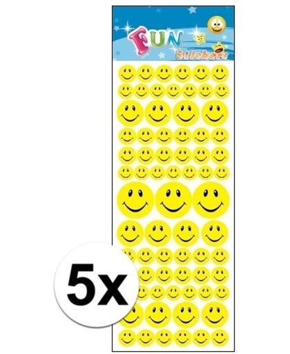 5x Stickervel smiley face - emoties stickers