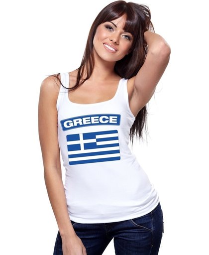 Griekenland singlet shirt/ tanktop met Griekse vlag wit dames L