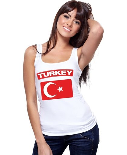 Turkije singlet shirt/ tanktop met Turkse vlag wit dames L