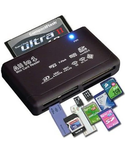 All in One Card Reader -  Kaartlezer voor SDHC / SD / Mini / Micro / Externo / XD / CF / M2 / MMC - Zwart