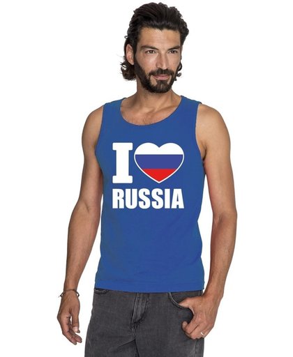 Blauw I love Rusland supporter singlet shirt/ tanktop heren - Russisch shirt heren L
