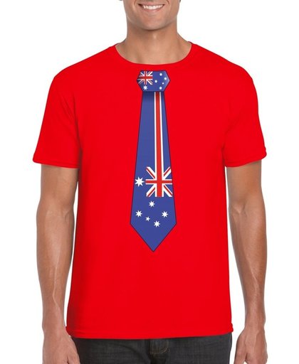 Rood t-shirt met Australische vlag stropdas heren - Australie supporter XL