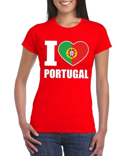 Rood I love Portugal supporter shirt dames - Portugees t-shirt dames S
