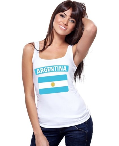 Argentinie singlet shirt/ tanktop met Argentijnse vlag wit dames M
