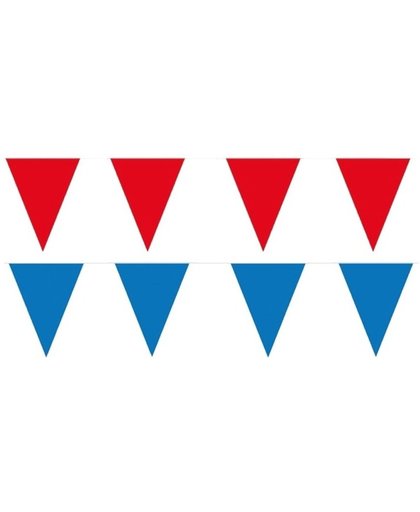 Rode/Blauwe feest punt vlaggetjes pakket - 60 meter - slingers / vlaggenlijn