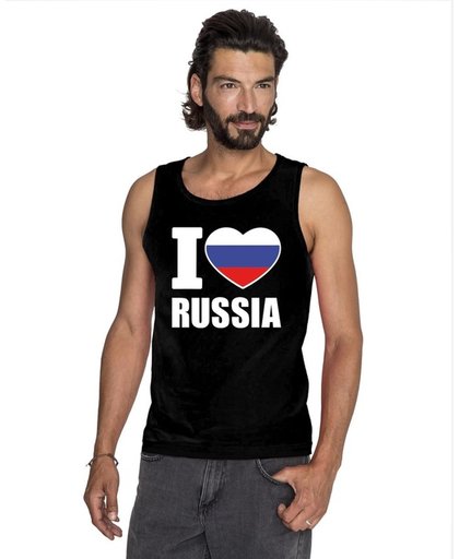 Zwart I love Rusland supporter singlet shirt/ tanktop heren - Russisch shirt heren 2XL