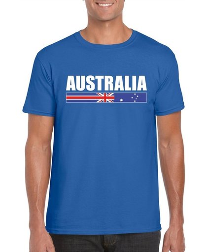 Blauw Australie supporter t-shirt voor heren - Australische vlag shirts L