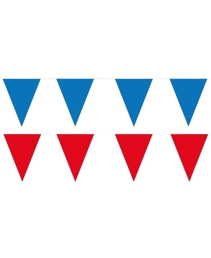 Rode/Blauwe feest punt vlaggetjes pakket - 200 meter - slingers/ vlaggenlijn