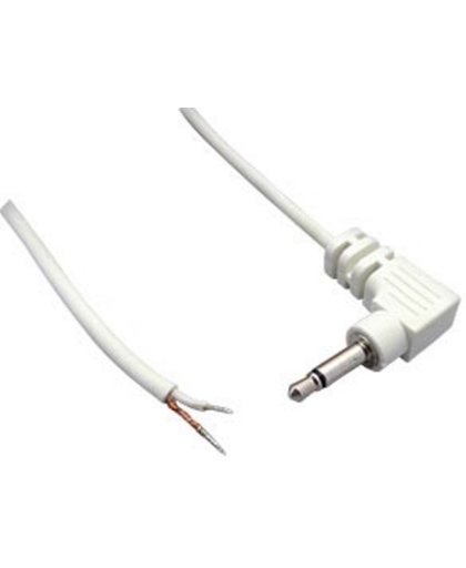 BKL 3,5mm Jack (m) haaks mono audio kabel met open eind / wit - 1,8 meter