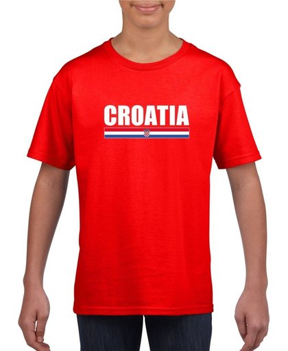 Rood Kroatie supporter t-shirt voor heren - Kroatische vlag shirts S (122-128)
