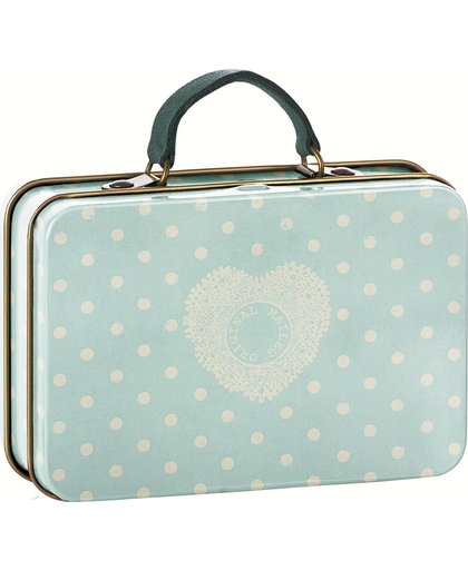 Maileg Metal Suitcase, Cream, Mint dots