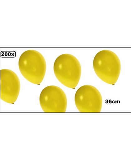 200x Kwaliteitsballon metallic geel 36cm