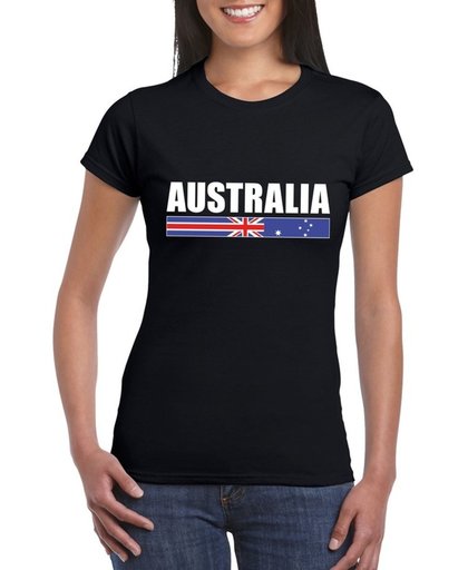 Zwart Australie supporter t-shirt voor dames - Australische vlag shirts S