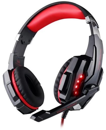 KOTION EACH G9000 3.5mm Game Gaming hoofdtelefoon Headset Koptelefoon Headband met microfoon LED licht voor Laptop / Tablet / mobiele telefoons,Kabel Length: About 2.2m(Red + zwart)