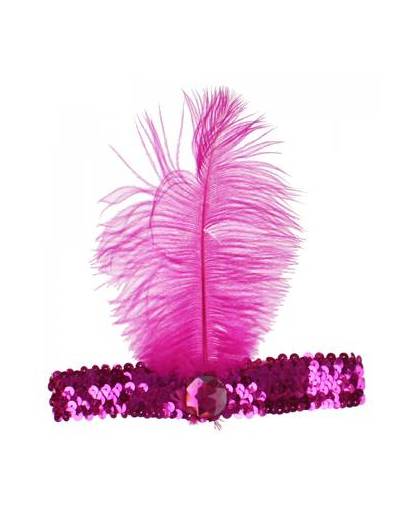 Toi-toys haarband met veer 15 cm roze