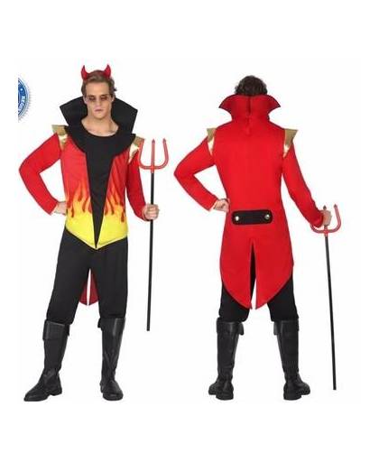 Horror duivel heren kostuum / outfit met vlammen - halloween kleding m/l
