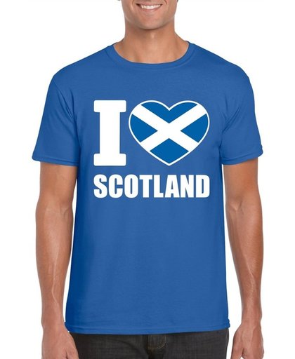 Blauw I love Schotland supporter shirt heren - Schots t-shirt heren L