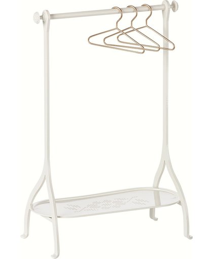 Maileg Clothes Rack, Off white, incl 3 gold hangers