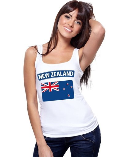 Nieuw zeeland singlet shirt/ tanktop met Nieuw zeelandse vlag wit dames L