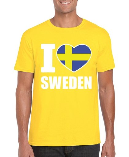 Geel I love Zweden/ Sweden supporter shirt heren - Zweeds t-shirt heren M
