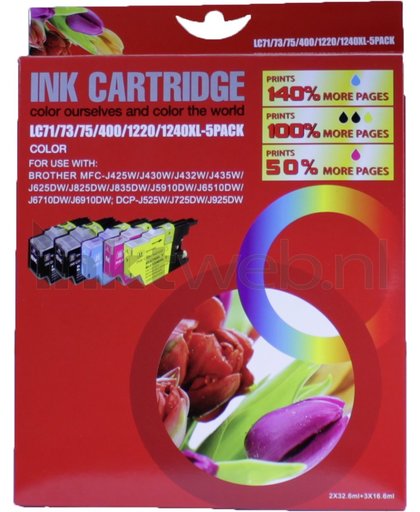 Huismerk - inktcartrige / LC-1240 megaPack / zwart en kleur - geschikt voor Brother